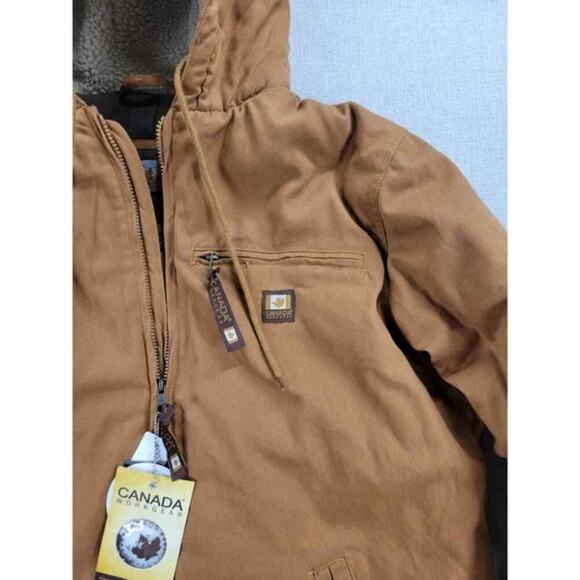 Canada Workgear Mens Jacket Work Coat Brown Heavy Duty Hooded Winter OMCW422 NEW - Picture 9 of 16